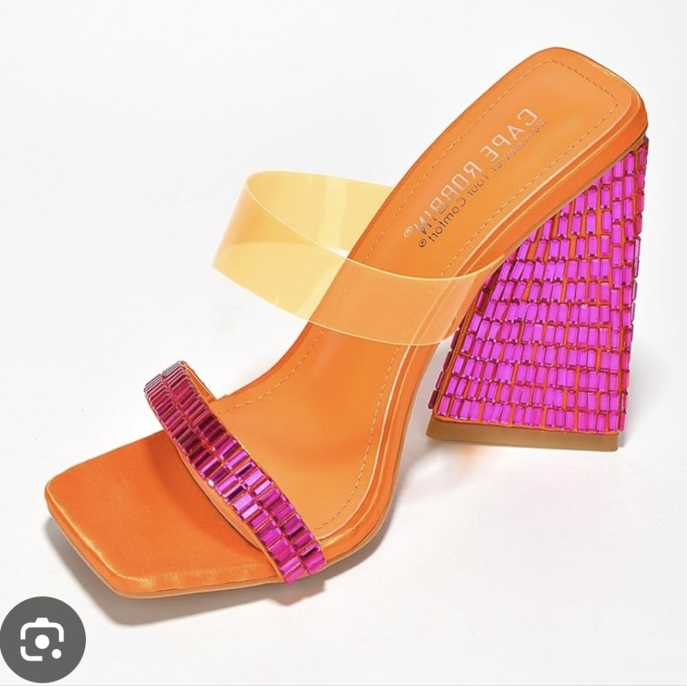 Cape Robbin Women's Orange and Pink Slip-On Heels